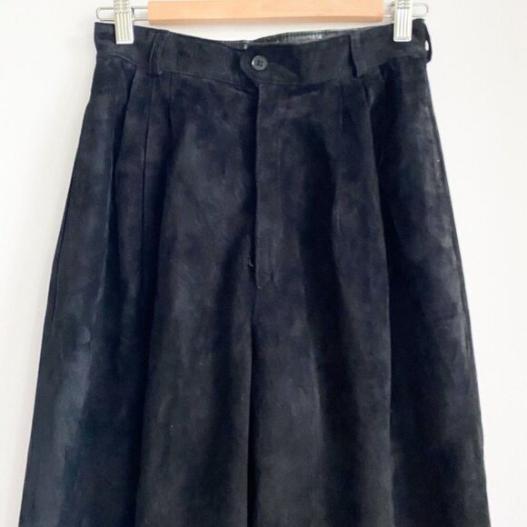 Vintage Eaton's Black Suede Relaxed Fit High Waist Pants M - Picture 2 of 6